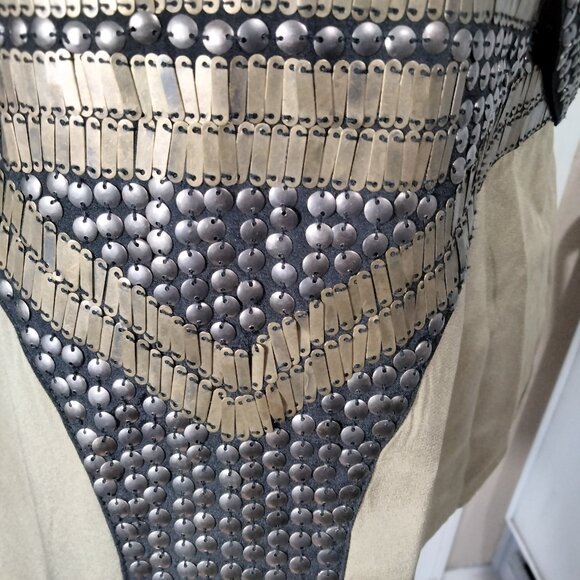 NWT Vtg Y2K Bebe Silk Embellished Top M Boho Indie Sleaze Olive Fairy Grunge - Picture 2 of 9